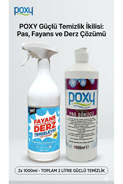 Poxy Fayans Derz Temizleyici 1 Lt Pas Sökücü 1 Lt Yoğun Küf Ve Yosun Kirlerinde