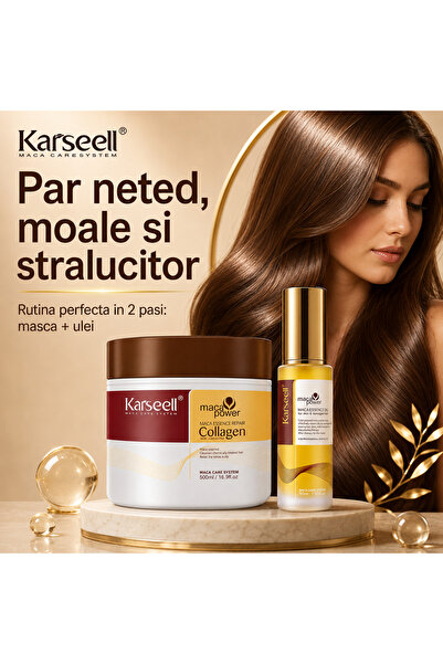 KARSEELL Set Karseell pentru ingrijirea parului – Masca cu colagen 500ml si Ulei de Argan Marocan 50ml