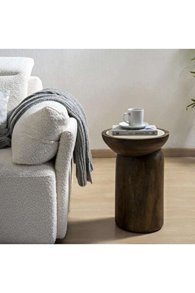 PAN HOME Topiaz End Table Marble - White Brown