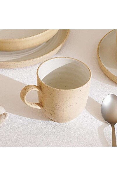 PAN HOME Sienna Spiral Stoneware Mug 350ml --white & Light Brown