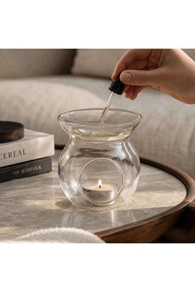 PAN HOME موقد زيت زجاجي من زوجاج - شفاف، قطر 11.5 × 11.8 سم