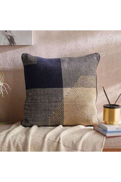 PAN HOME Ohio Plaid Jazz Down Alternative Filled Cushion 50x50cm - Blue