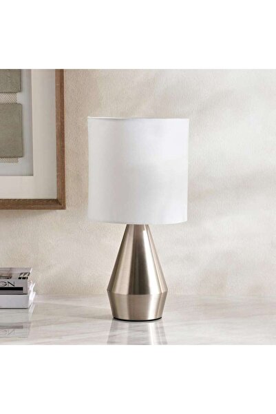 PAN HOME مصباح طاولة معدني من قطعتين Zimmer E14 بحجم 16x31.5 سم - نيكل ساتان