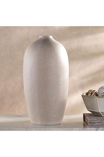 PAN HOME مزهرية أودين ليسلي من البولي ريزين للديكور 26.8×26.8×50 سم - بيج