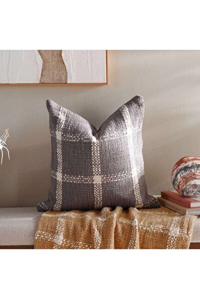 PAN HOME غطاء وسادة منسوج بنقشة مربعات كبيرة من Woven Dreams Miami مقاس 50×50...