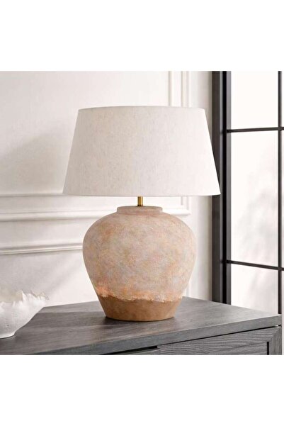 PAN HOME مصباح طاولة سيراميك أشر E27 مقاس 45×62 سم - برتقالي