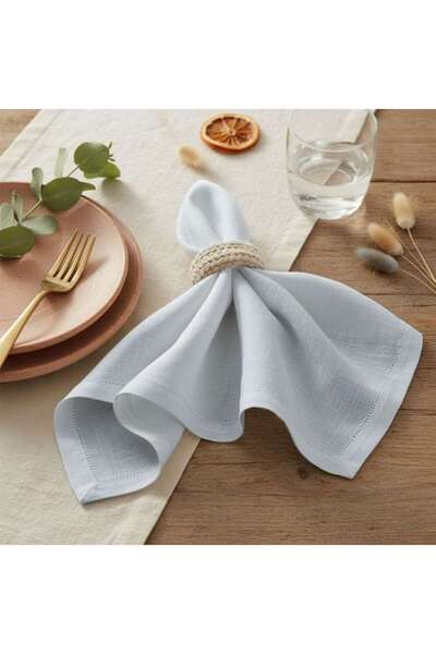 PAN HOME طقم مناديل أليرا 12 قطعة بتصميم مزخرف 45×45 سم - أبيض