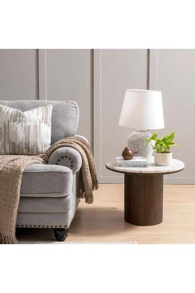 PAN HOME Traosa End Table Marble - White Brown