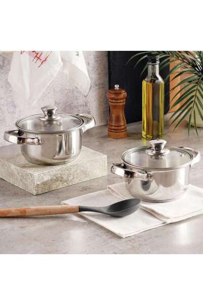 PAN HOME طقم أواني طهي أساسي من 4 قطع - كروم