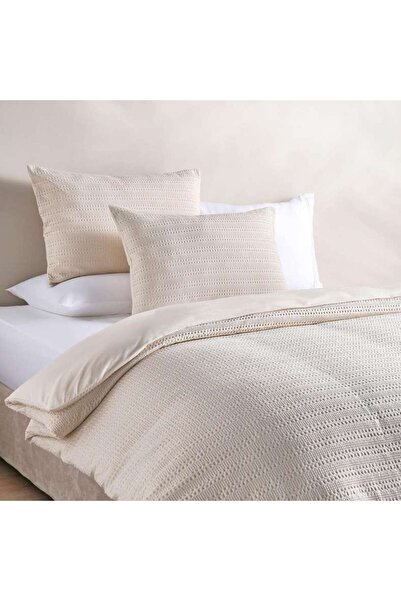 PAN HOME Waffle Stripe 3- Piece King Duvet Cover Set 230x220cm - Linen