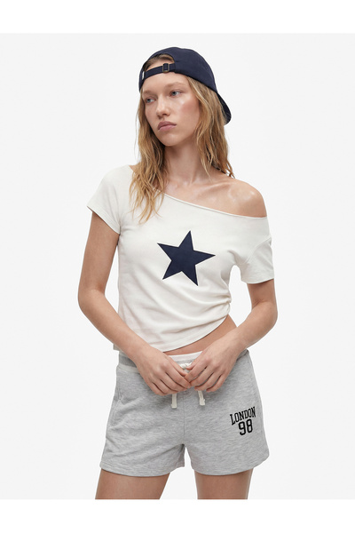 Koton Regular Fit Pocketed, Belted, Printed Cotton Mini Shorts