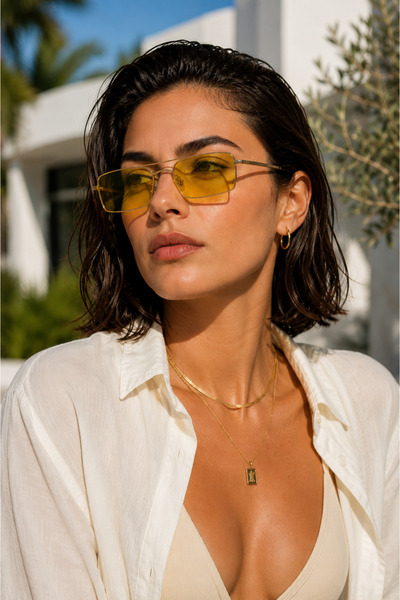 Twelve Unisex Dikdörtgen Retro Güneş Gözlüğü