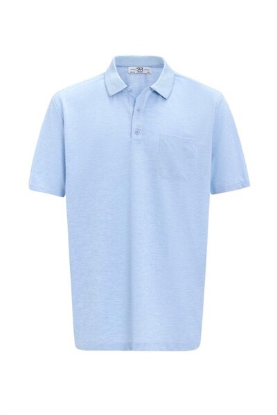 SÜVARİ Saks Mavi Regular Armürlü Polo Yaka Tişört