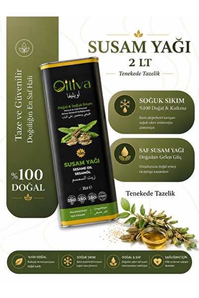 OILIVA GIDA SAN. VE DIŞ TİC. LTD. ŞTİ. %100 Doğal Susam Yağı 2 L – Soğuk Sıkı...