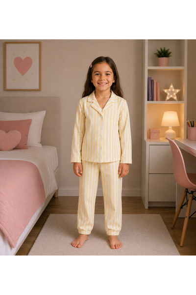 Fil Kids Devojčica, 100% pamučna košulja sa kragnom, kopčanim žutim prugama, ...
