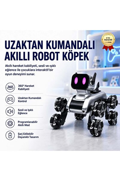 hızlı store Uzaktan Kumandalı Akıllı, Eğitici Sesli Işıklı Akrobat Robot Köpek
