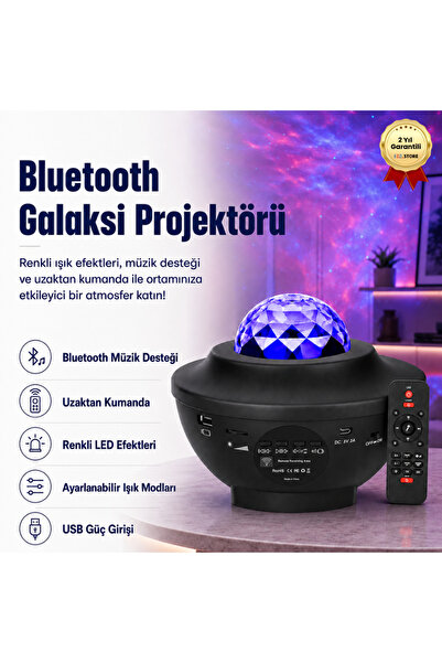 Genel Markalar Starry Projektör Bluetooth Hoparlör Gece Lambası RGB Led Işıkl...