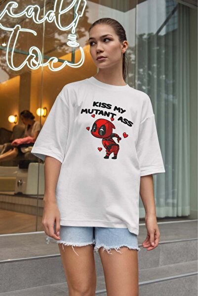 buzagi tasarım ürünleri Sarcastic Oversize Unisex White T-Shirt