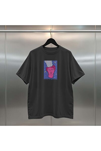 buzagi tasarım ürünleri In Your Head Digital Print Black and White Oversize U...