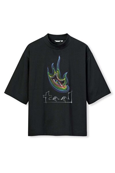 buzagi tasarım ürünleri Tool Digital Printing Oversize Black Unisex T-Shirt