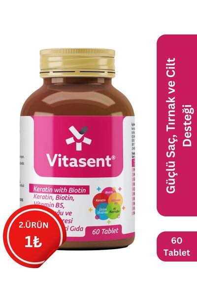 VİTASENT Keratin Biotin 60 Tablet – Hızlı Etkili Saç ve Tırnak Güçlendirici T...