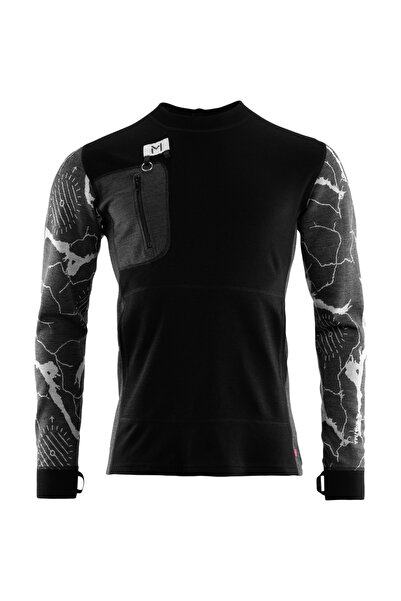 Aclima Body din lână merino pentru bărbați Lars Monsen Femunden-Negru/Alb-S