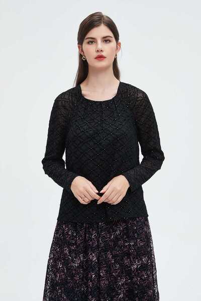 Nichii Long Sleeve Ruffled Women's Blouse with Chest Details