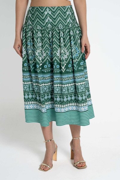 mica High-Waisted Printed Midi Skirt