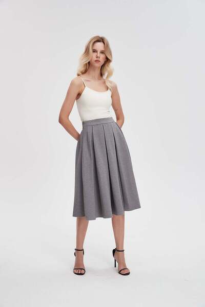 Livia Pleated Midi Skirt