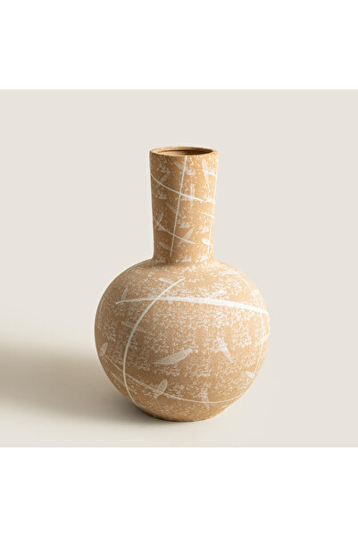 Chakra Dune Globe Form Beige/White Stoneware Vase Natural