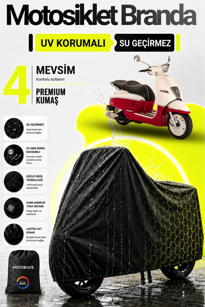 Motobros قماش القنب للدراجات النارية بيجو جانجو أسود مقاوم للماء ومتين (أعلى ...
