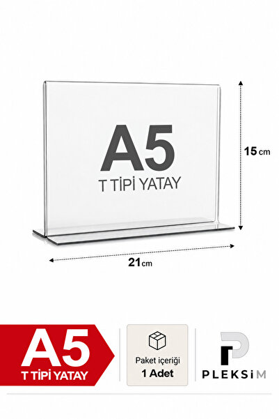 ulusoypleksi 1 Adet A5 T Tipi Yatay 21X15 Cm Şeffaf Pleksi Föylük Resimlik St...