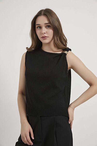 Arma Life Armalife 3009 Shoulder Accessory Detail Sleeveless Knitted Women's ...