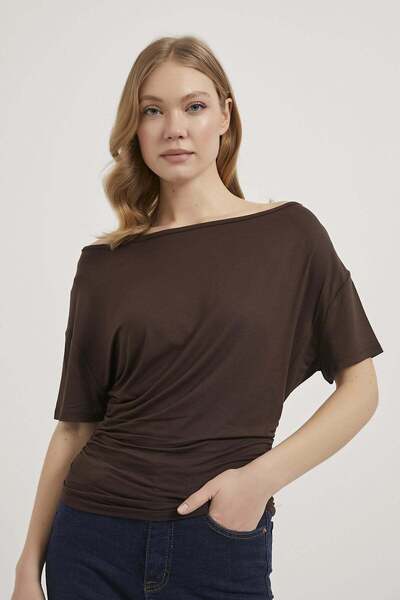 Arma Life Armalife 1646 Half Sleeve Boat Neck Belted Women's Bluz
