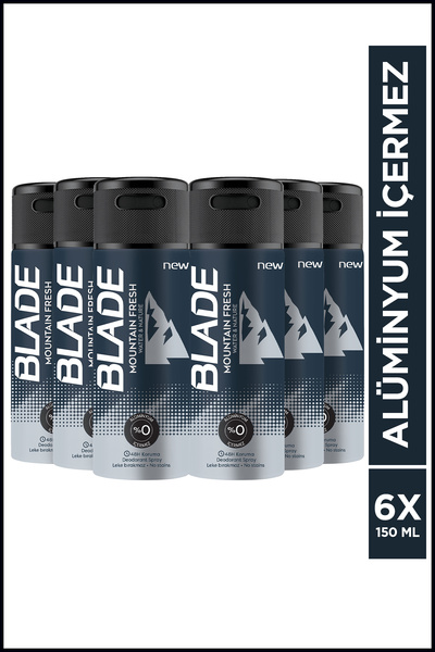 Blade Mountain Fresh Erkek Alüminyumsuz Deodorant 6x150ml Hızlı Kurur,Leke Bı...