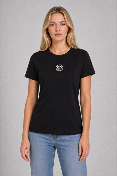 PİNKO Tricou de bumbac pentru femei, bluză premium slim fit cu logo, top eleg...