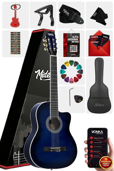 Midex MGX-100BL-BAG Üst Seviye Klasik Gitar 4/4 Sap Ayarlı