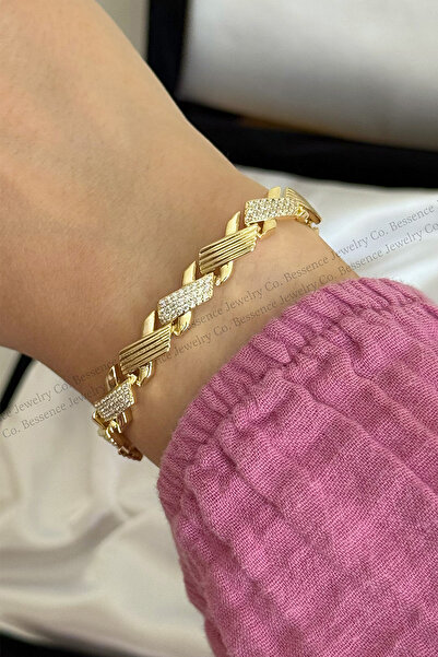 BESSENCE JEWELRY CO. CM Jew 14K Gold VIP New Sonsuzluk Dokulu Premium Çelik B...