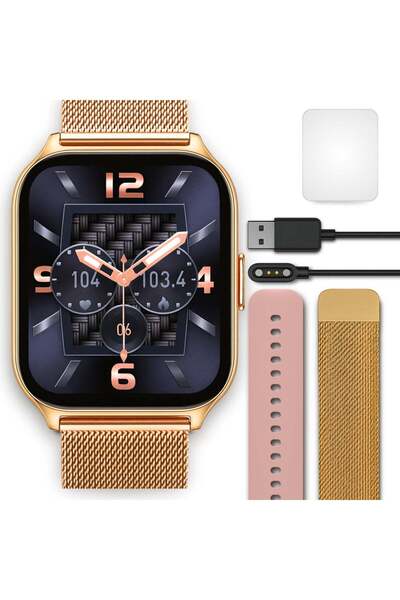 TECH&TECH Ceas Smartwatch Femei TechONE Wand Pro, 2 inci, SUPER AMOLED, Intel...