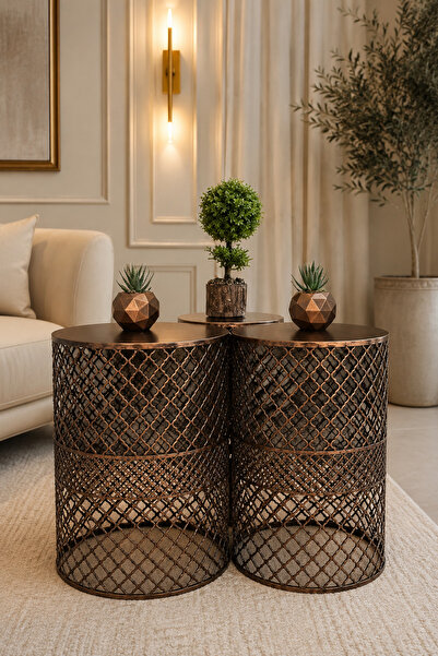 VENON Home Metal Modern Sehpa 3.lü Takım (250x480)+(300x480)+(350x480) Siyah ...
