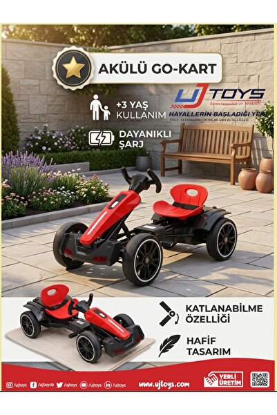 ujtoys UJ TOYS UZAKTAN KUMANDALI LED IŞIKLI AKÜLÜ ARABA GO KART 12 V