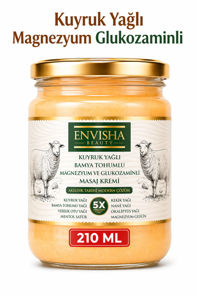 Envisha Beauty Magnezyum Glukozaminli Kuyruk Yağlı Ve Bamya Tohumlu Masaj Kre...