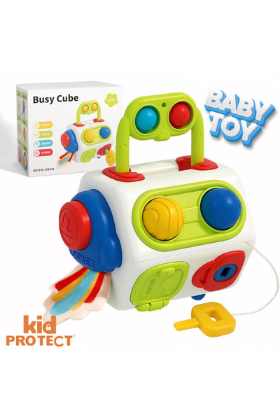 KidProtect Jucarie Interactiva Bebelusi Montessori BusyCube, Copii 1-3 ani Bu...