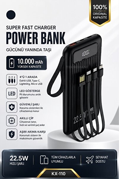 TEKNOHANE 10000 Mah Powerbank Güçlü Gerçek Kapasite Tam Net 10,000 Mah ( Ipho...