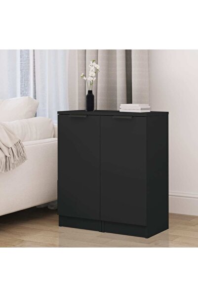 Concept Servante, 2 buc., negru, 30x30x70 cm, lemn prelucrat