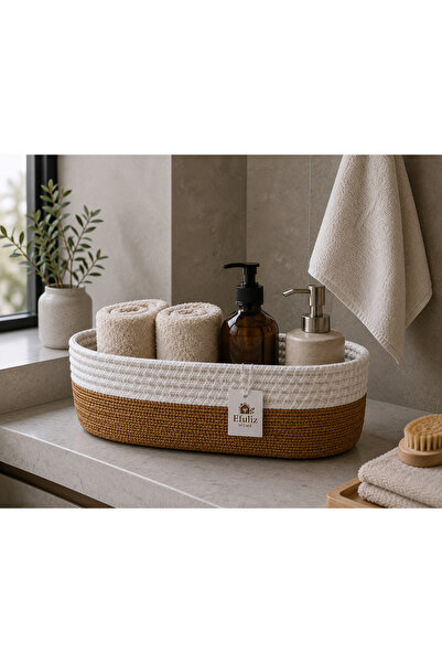 Efuliz Home Οργανωτής καλαθιού από ψάθα γιούτας με οβάλ καπάκι, διακοσμητικό ...