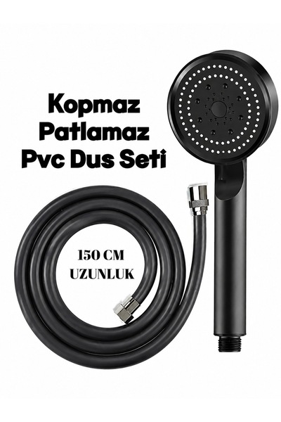 CANERO 5 Fonksiyonlu Mat Siyah Duş Başlığı Seti, Kocvizyon Mat Siyah Duş Başl...