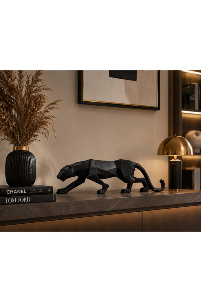 Doremcy Kübik Jaguar Biblo – Siyah Leopar Tasarımlı, Polyester Döküm, Modern ...