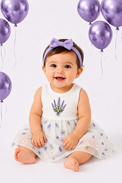 Minimio Kids Lavender Patterned Girl's Dress