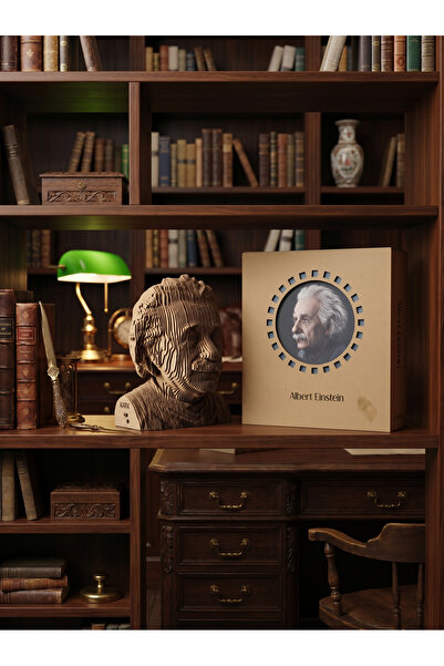 KARX Albert Einstein 3D Puzzle, Yaratıcı Hobi, DIY, Kraft Karton Model Kit